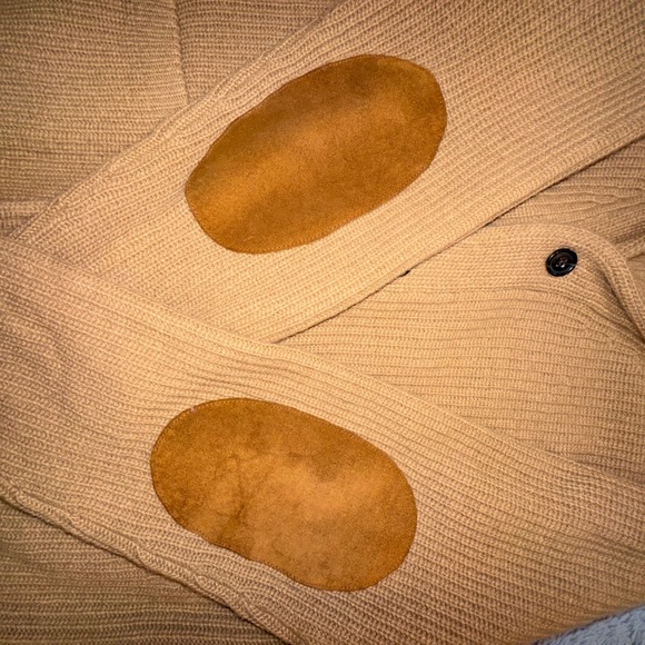 Club Monaco Mens M Shawl Collar Cardigan Sweater Italian Wool Elbow Patches $348 - Picture 6 of 13